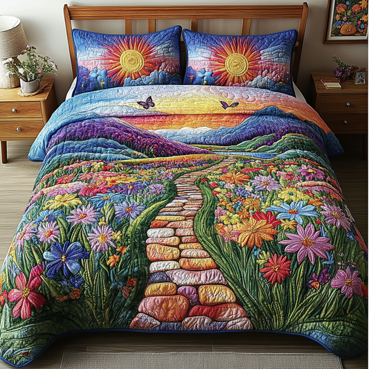 Ethereal Sunset Path 3-Piece Quilted Bedding Set