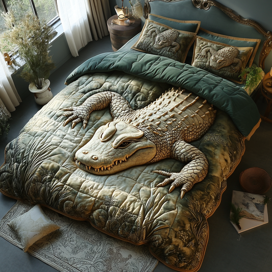 Everglades Alligator 3-Piece Quilted Bedding Set