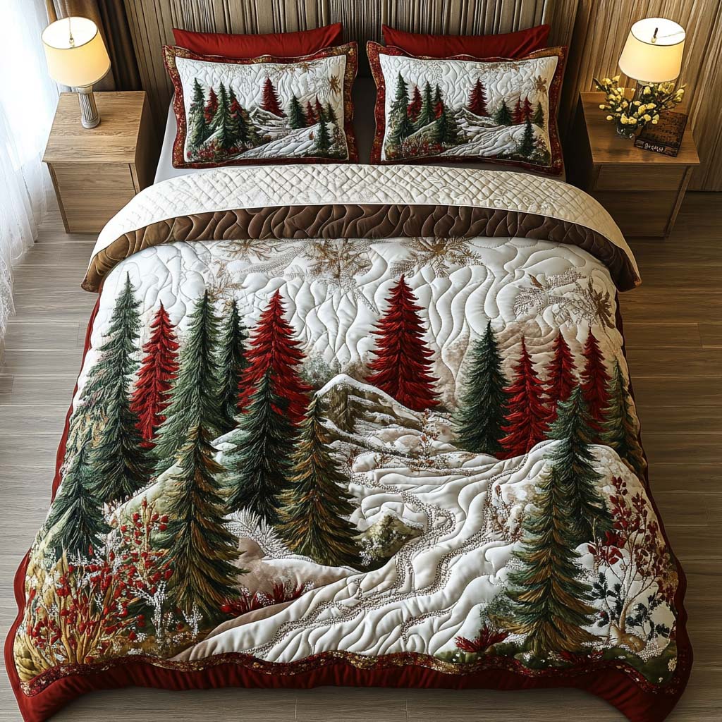 Evergreen Forest 3-Piece Quilted Bedding Set
