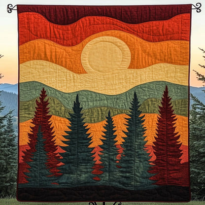 Evergreen Horizon Quilted Blanket