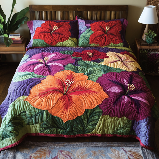 Exotic Blossom 3-Piece Quilted Bedding Set