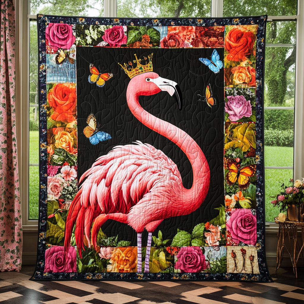 Exotic Flamingo Quilted Blanket