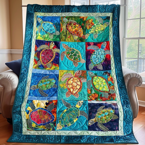 Exquisite Turtles Quilted Blanket