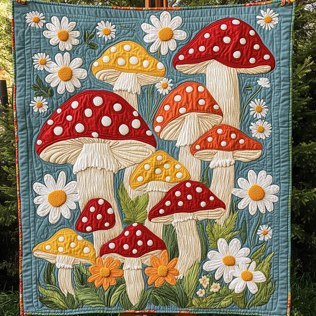 Fairy Shroom Quilted Blanket