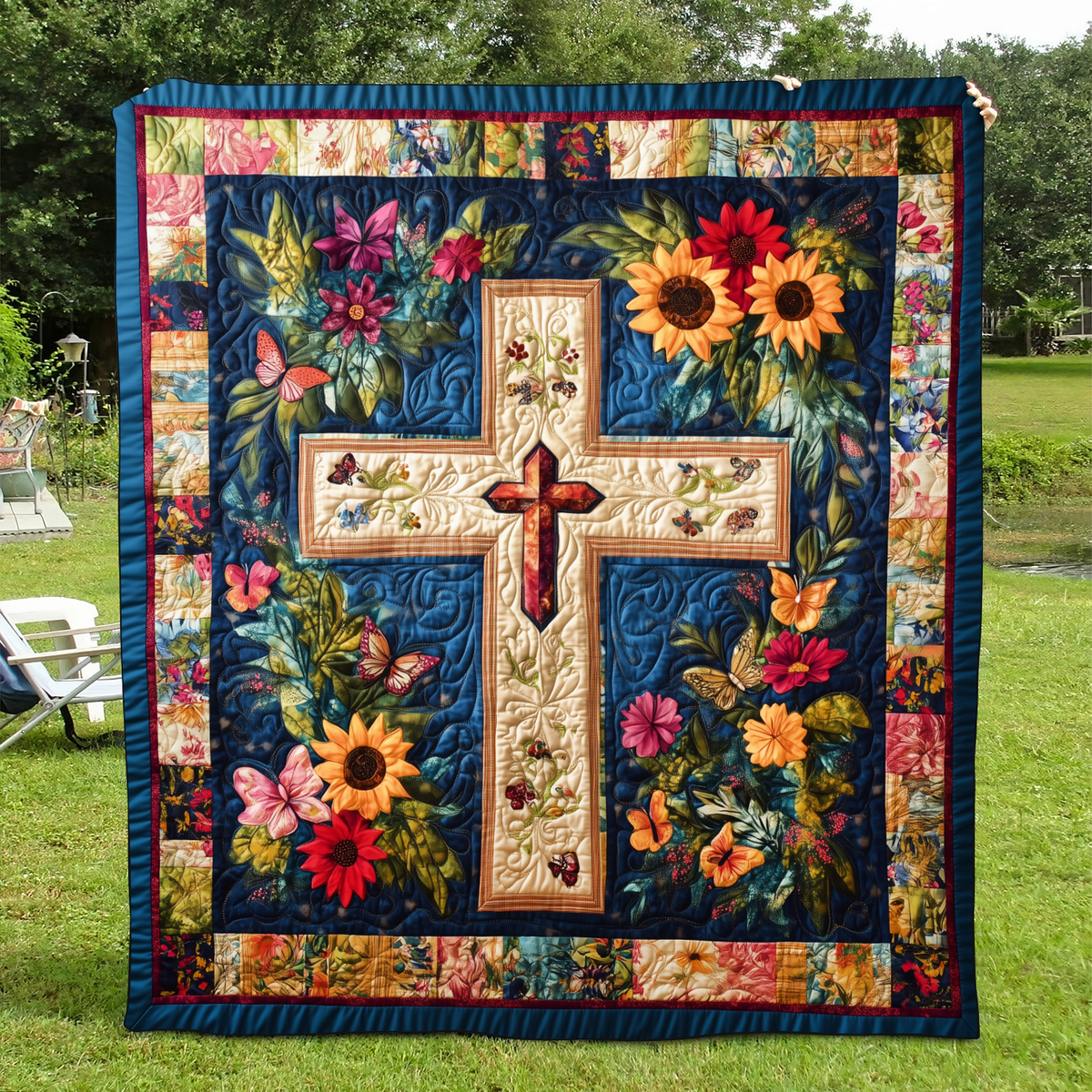 Faithful Cross Quilted Blanket
