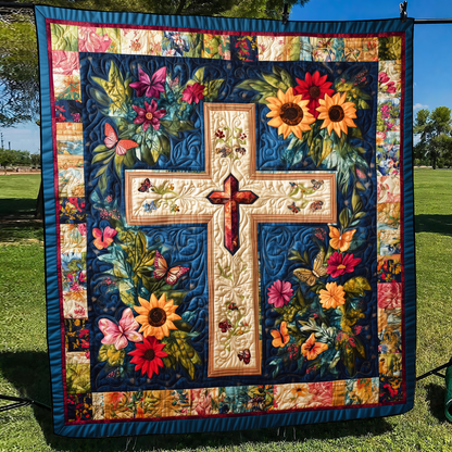 Faithful Cross Quilted Blanket