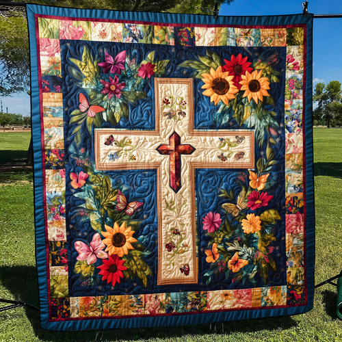Faithful Cross Quilted Blanket
