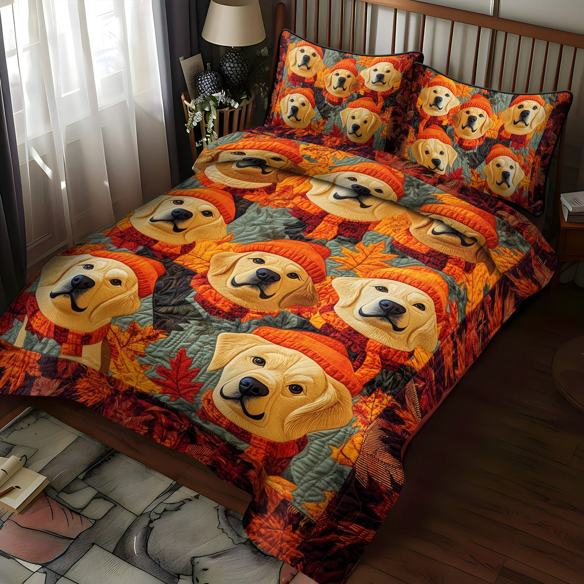 Fall In Retriever 3-Piece Quilted Bedding Set