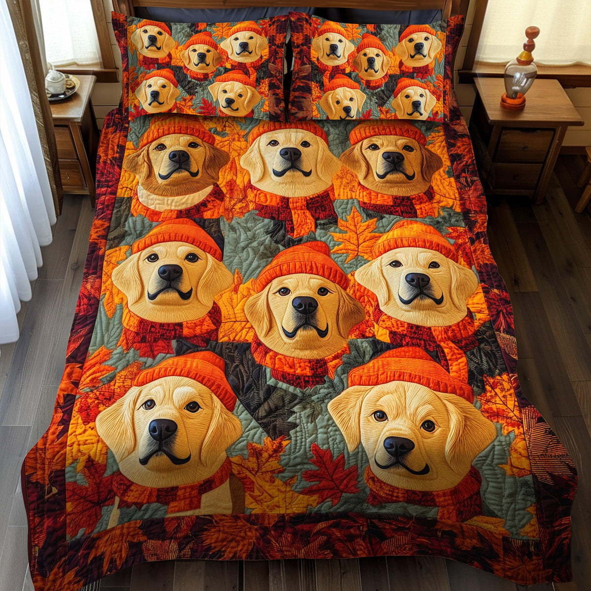 Fall In Retriever 3-Piece Quilted Bedding Set