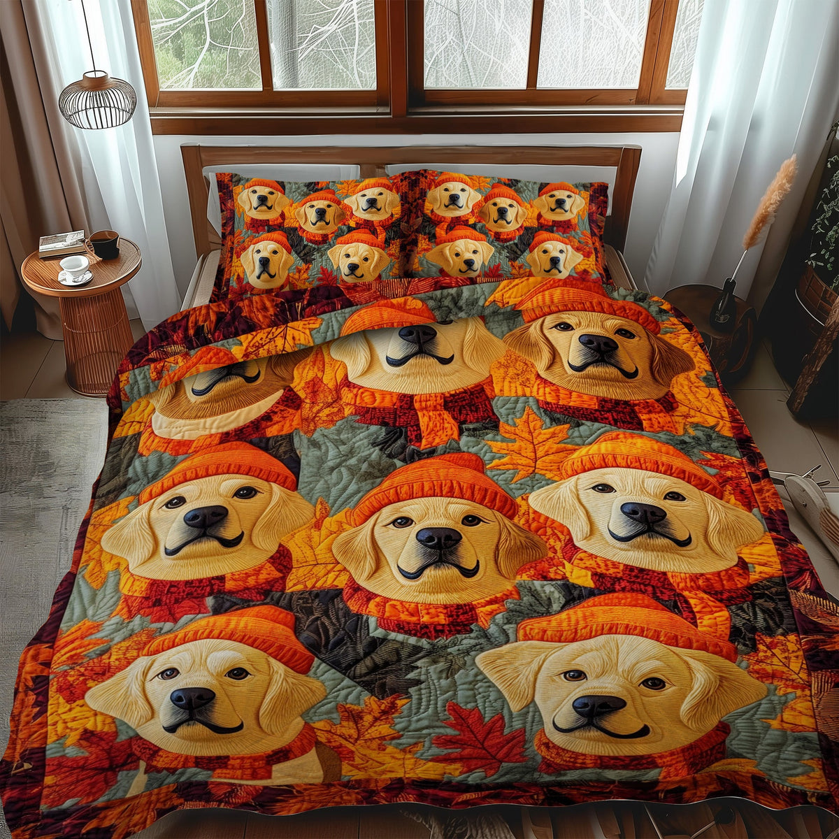 Fall In Retriever 3-Piece Quilted Bedding Set