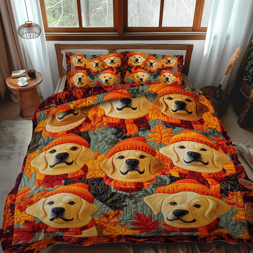 Fall In Retriever 3-Piece Quilted Bedding Set