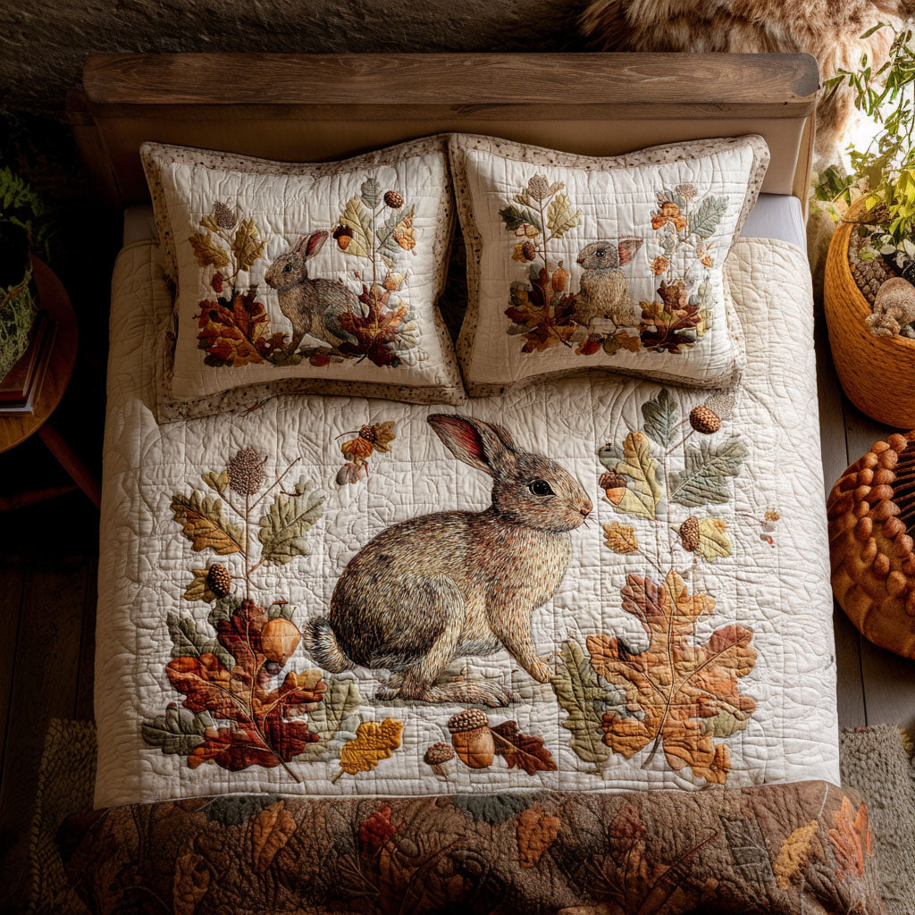 Fall Bunny Adventure 3-Piece Quilted Bedding Set