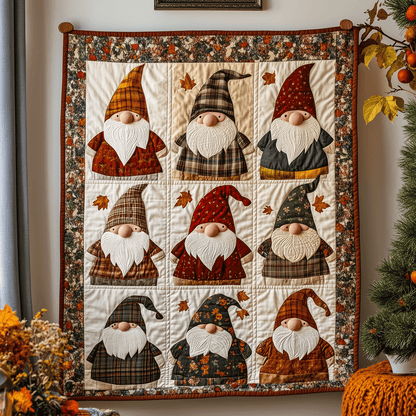 Fall Gnomes Quilted Blanket
