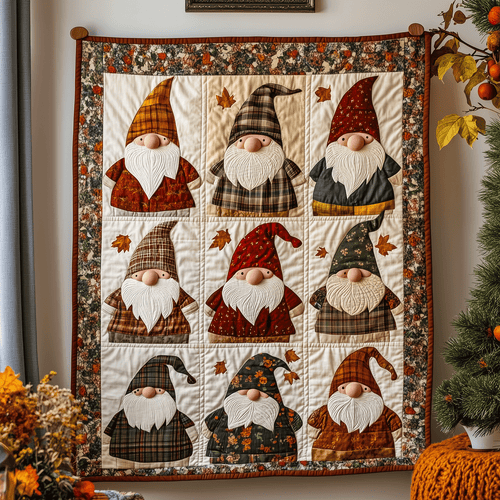 Fall Gnomes Quilted Blanket