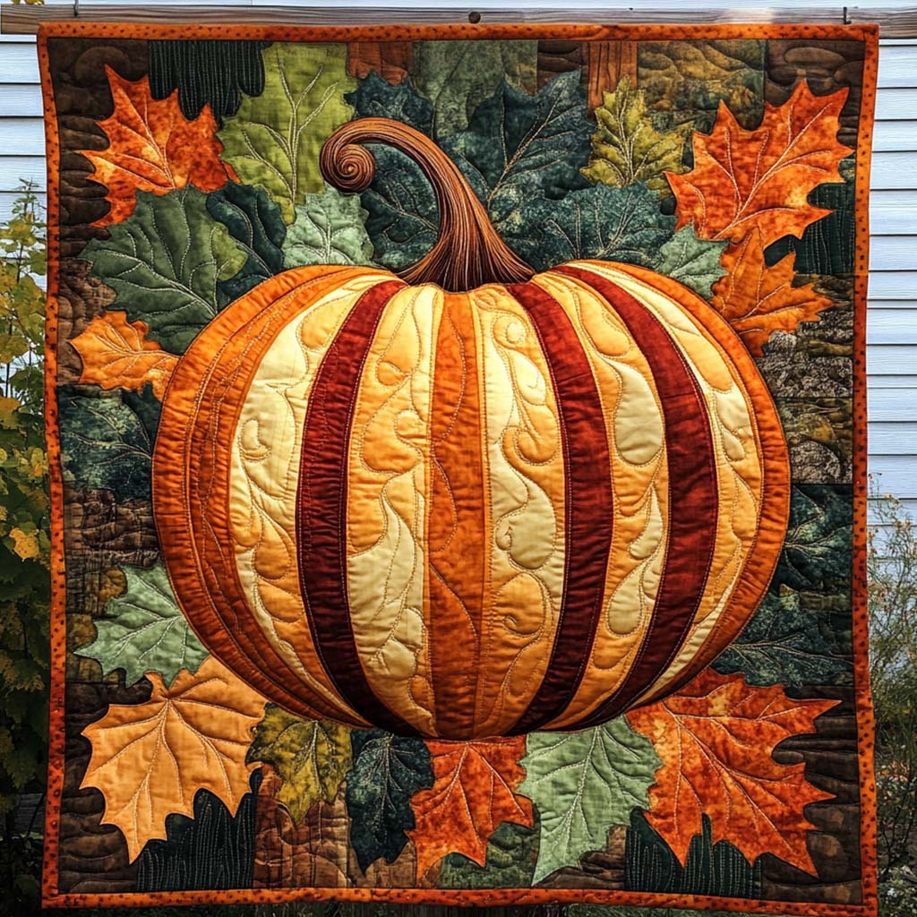 Fall Pumpkin Quilted Blanket