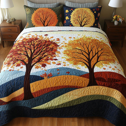 Falling Leaves 3-Piece Quilted Bedding Set