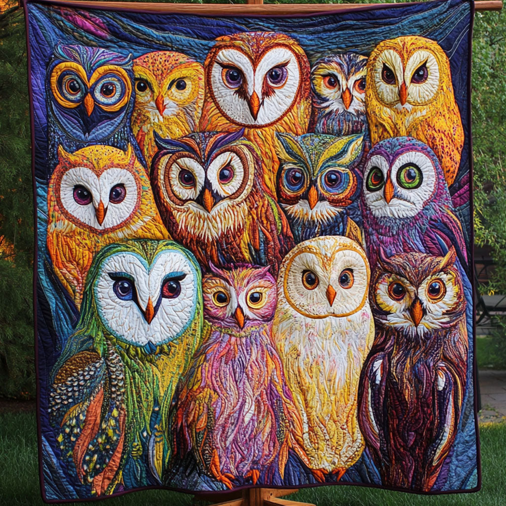Family of Owls Quilted Blanket