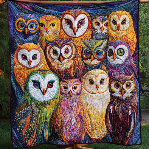 Family of Owls Quilted Blanket