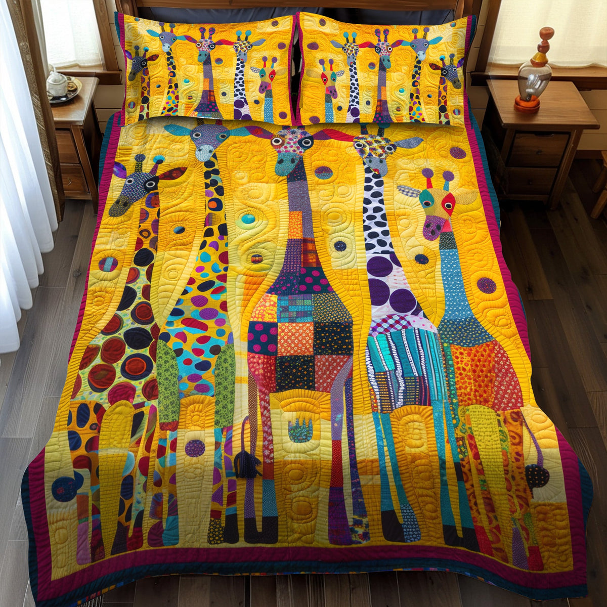 Fantastical Giraffes 3-Piece Quilted Bedding Set