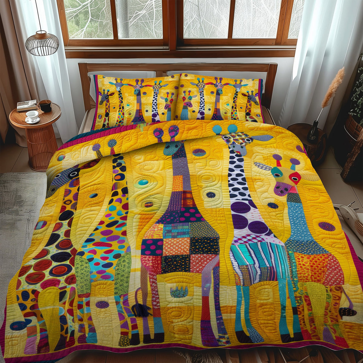 Fantastical Giraffes 3-Piece Quilted Bedding Set
