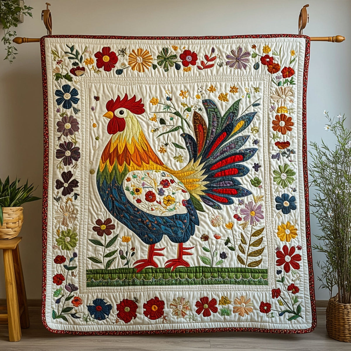 Farm Fresh Feathers Quilted Blanket