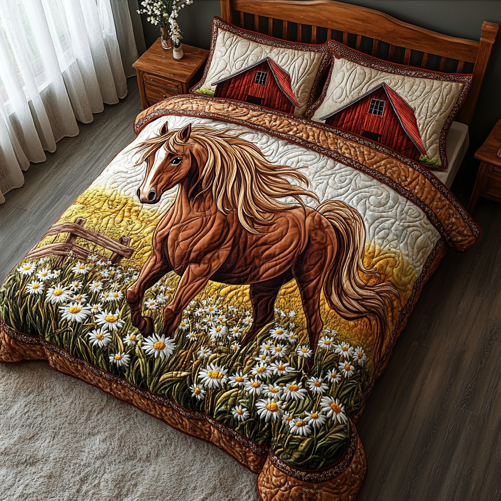 Farm Horse 3-Piece Quilted Bedding Set