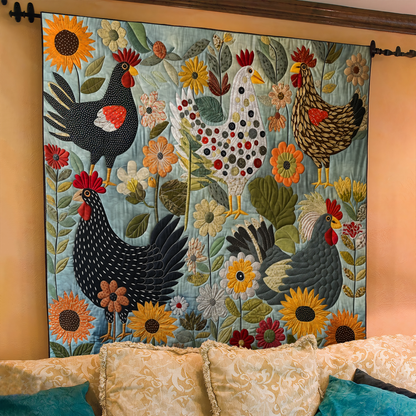 Farmhouse Charm Chicken Quilted Blanket