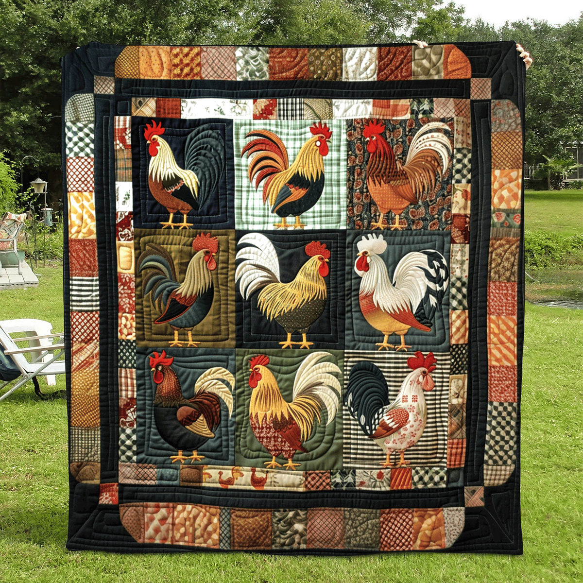 Farmhouse Patchwork Quilted Blanket
