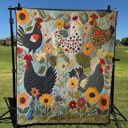Farmhouse Charm Chicken Quilted Blanket