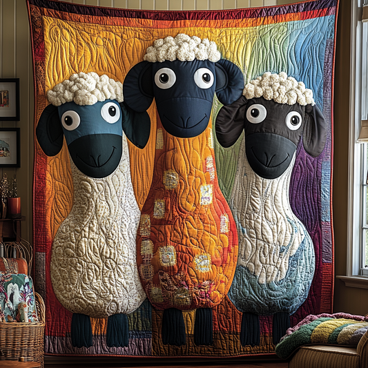 Farmhouse Laughter Sheeps Quilted Blanket