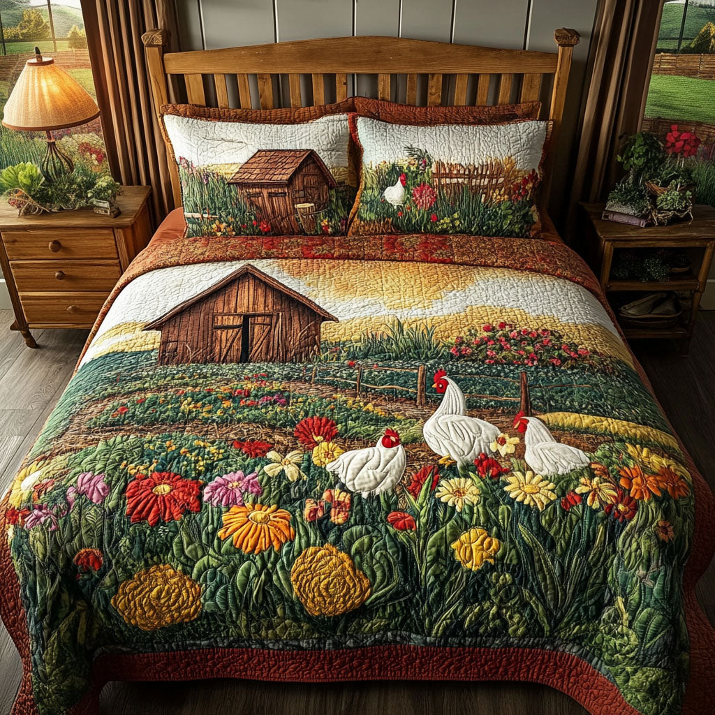 Farmhouse Sunrise 3-Piece Quilted Bedding Set