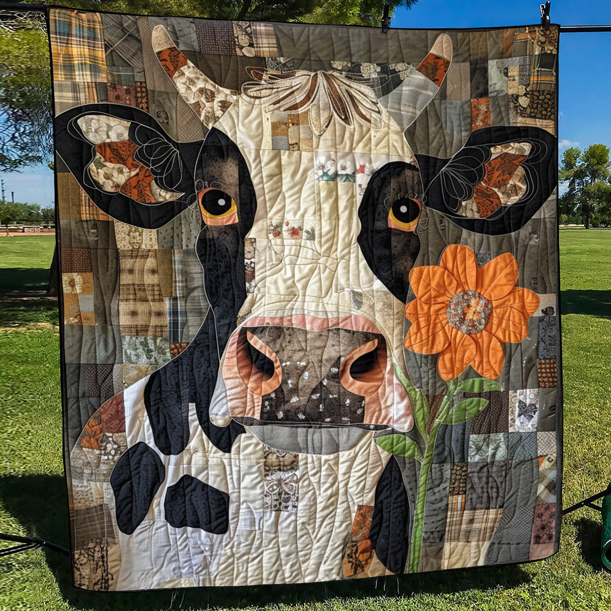 Farmyard Flower Fusion Quilted Blanket