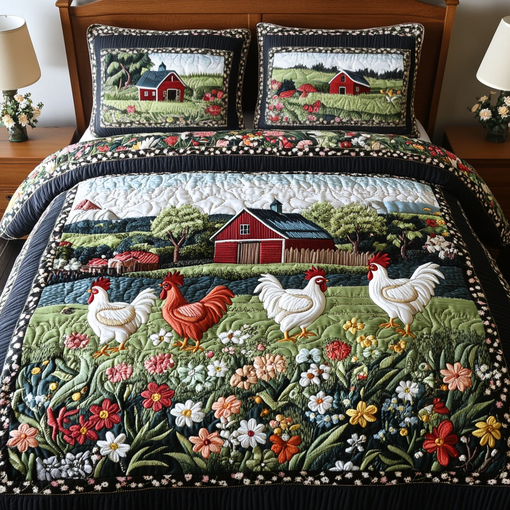 Farmyard Joy 3-Piece Quilted Bedding Set