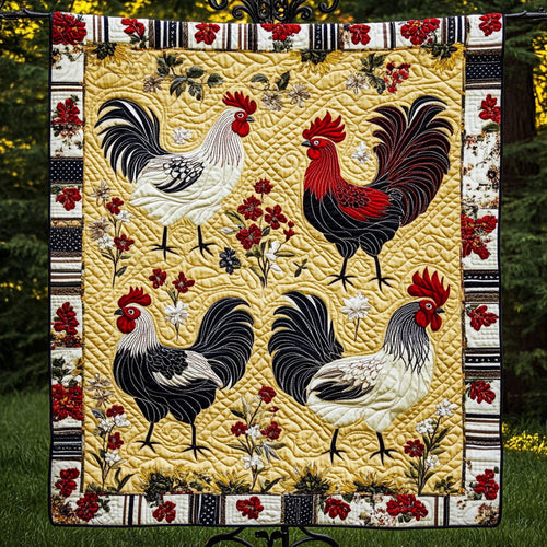 Farmyard Rooster Charm Quilted Blanket