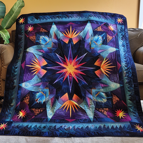 Feathered Night Sky Quilted Blanket