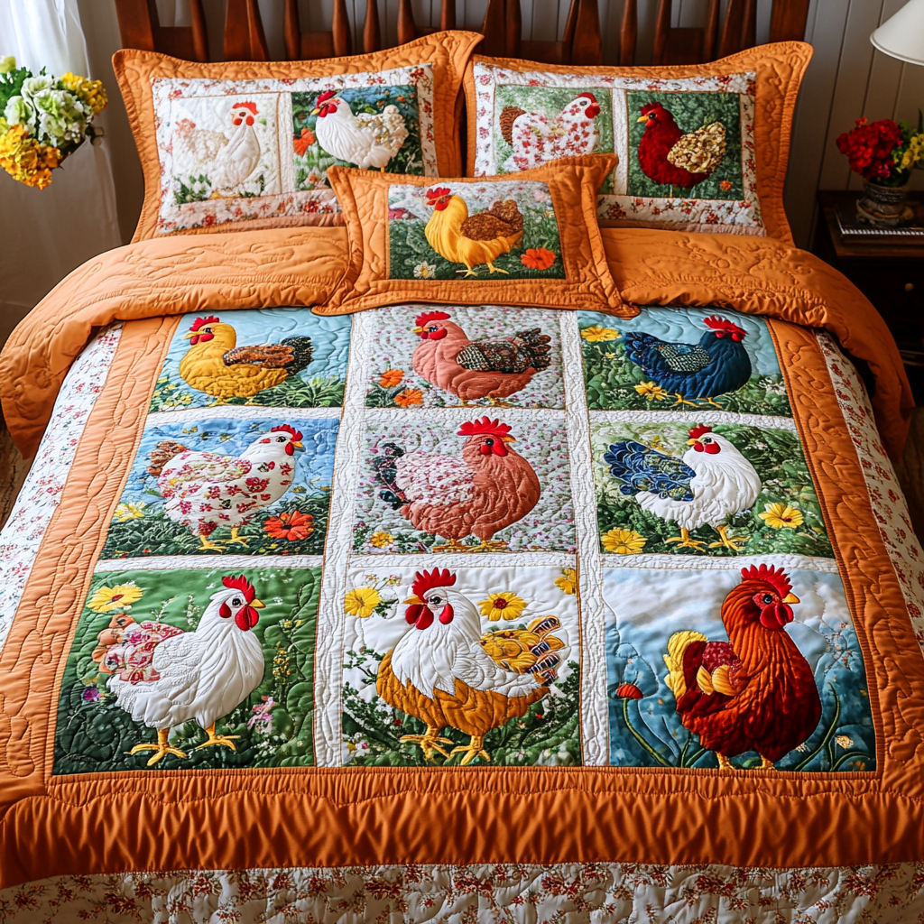 Feathered Friends 3-Piece Quilted Bedding Set