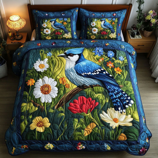 Feathered Garden 3-Piece Quilted Bedding Set