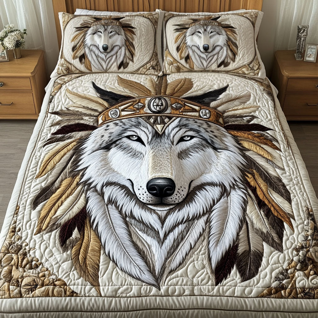 Feathered Guardian 3-Piece Quilted Bedding Set