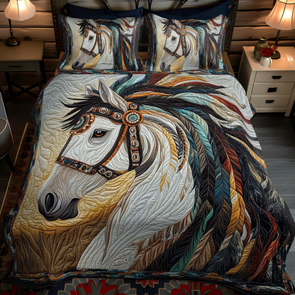Feathered Mane Quilted Bedding Set