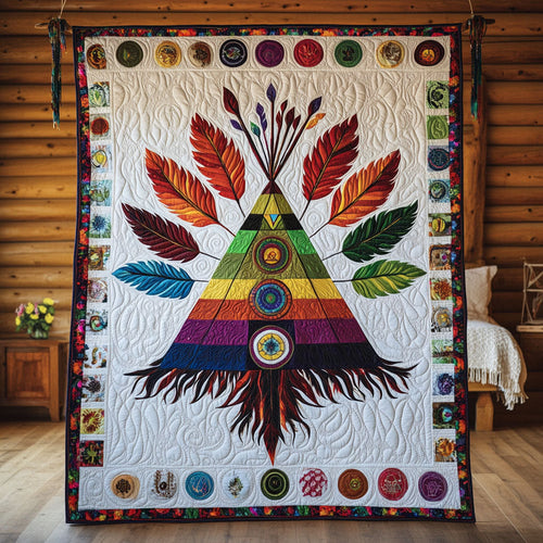 Feathered Sunrise Quilted Blanket