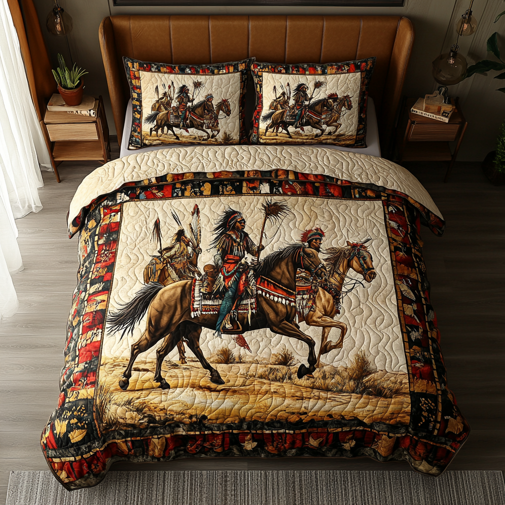 Feathers of the Ancients 3-Piece Quilted Bedding Set