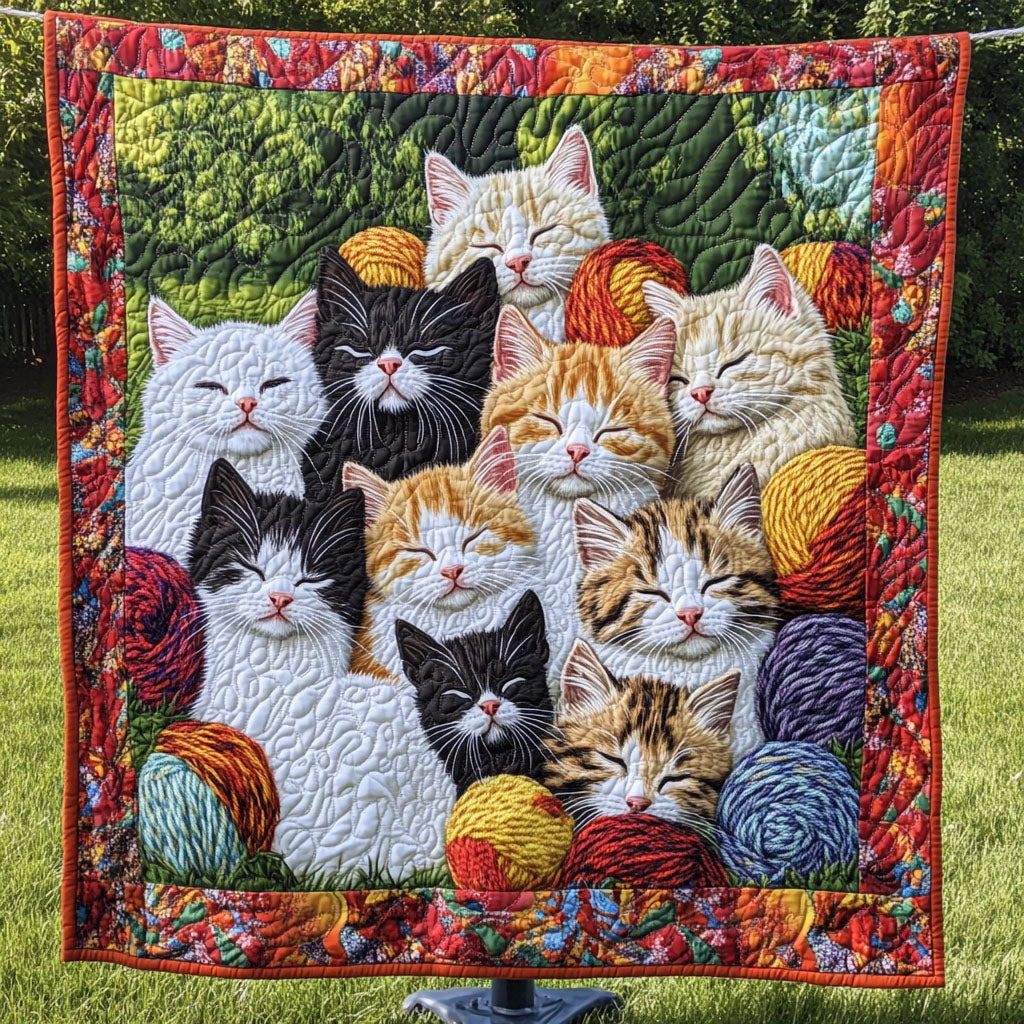 Feline Dreamland Quilted Blanket