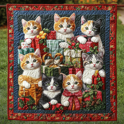 Feline Festivities Quilted Blanket