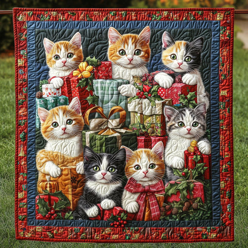 Feline Festivities Quilted Blanket