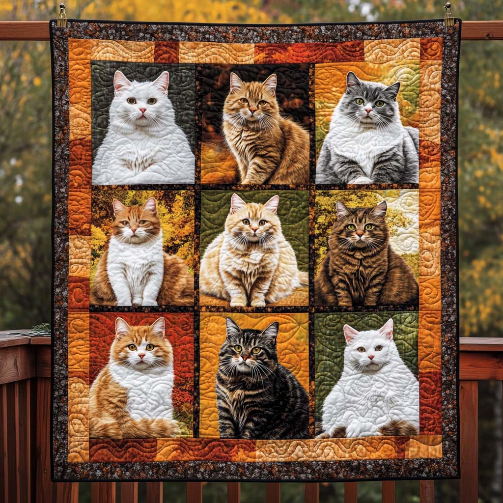 Feline Harmony Quilted Blanket