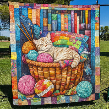 Feline Sleepytime Quilted Blanket
