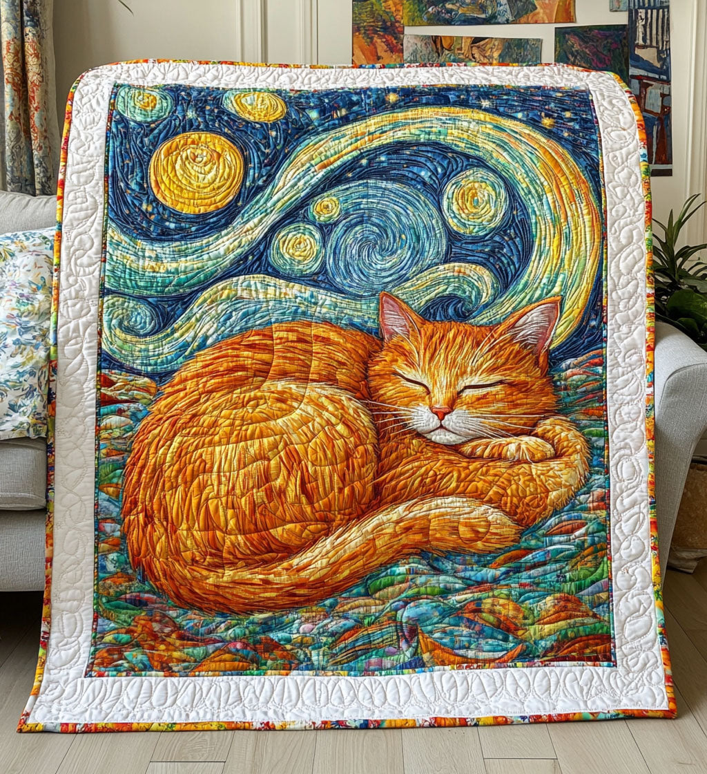 Feline Starry Dreams Quilted Blanket