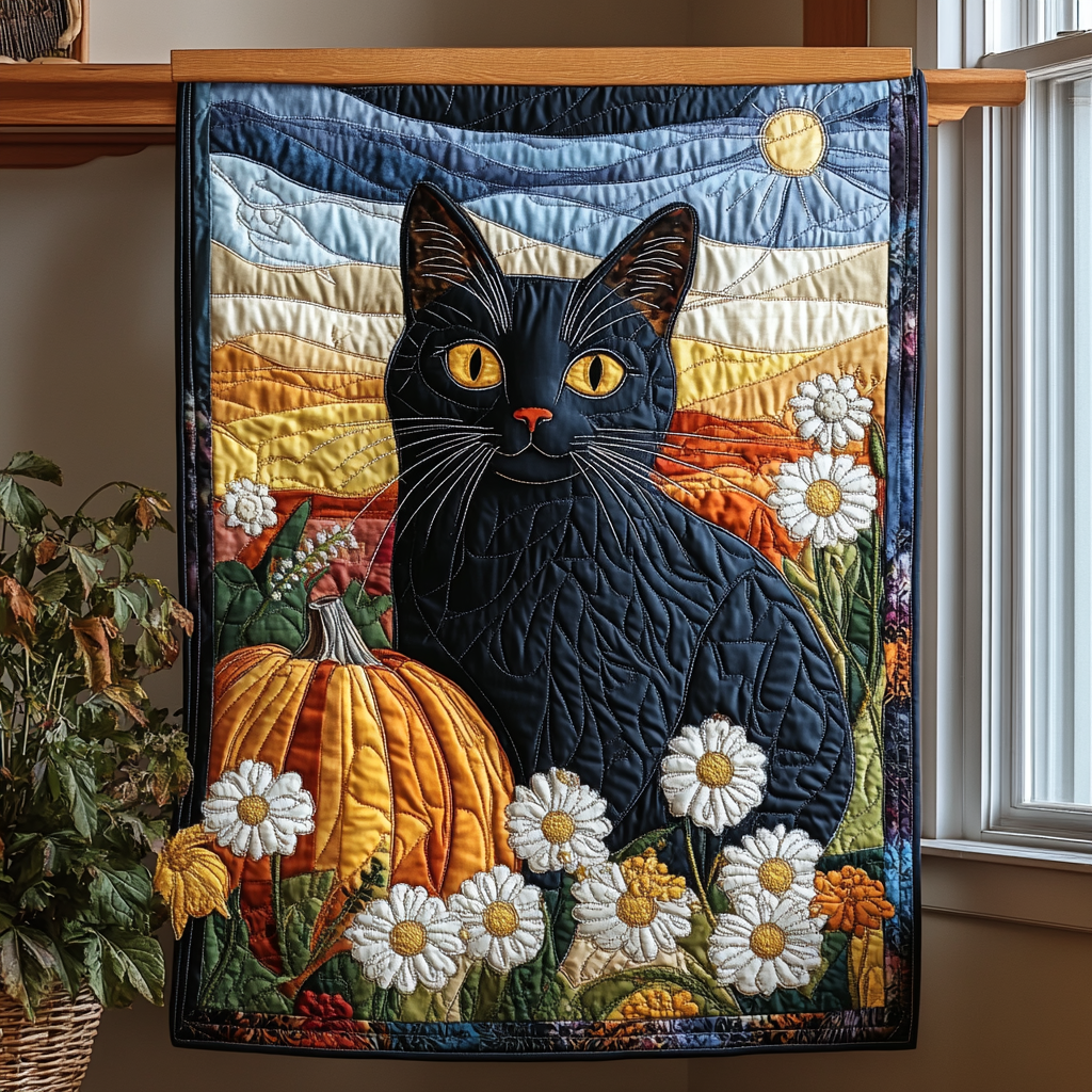 Feline Tapestry Quilted Blanket