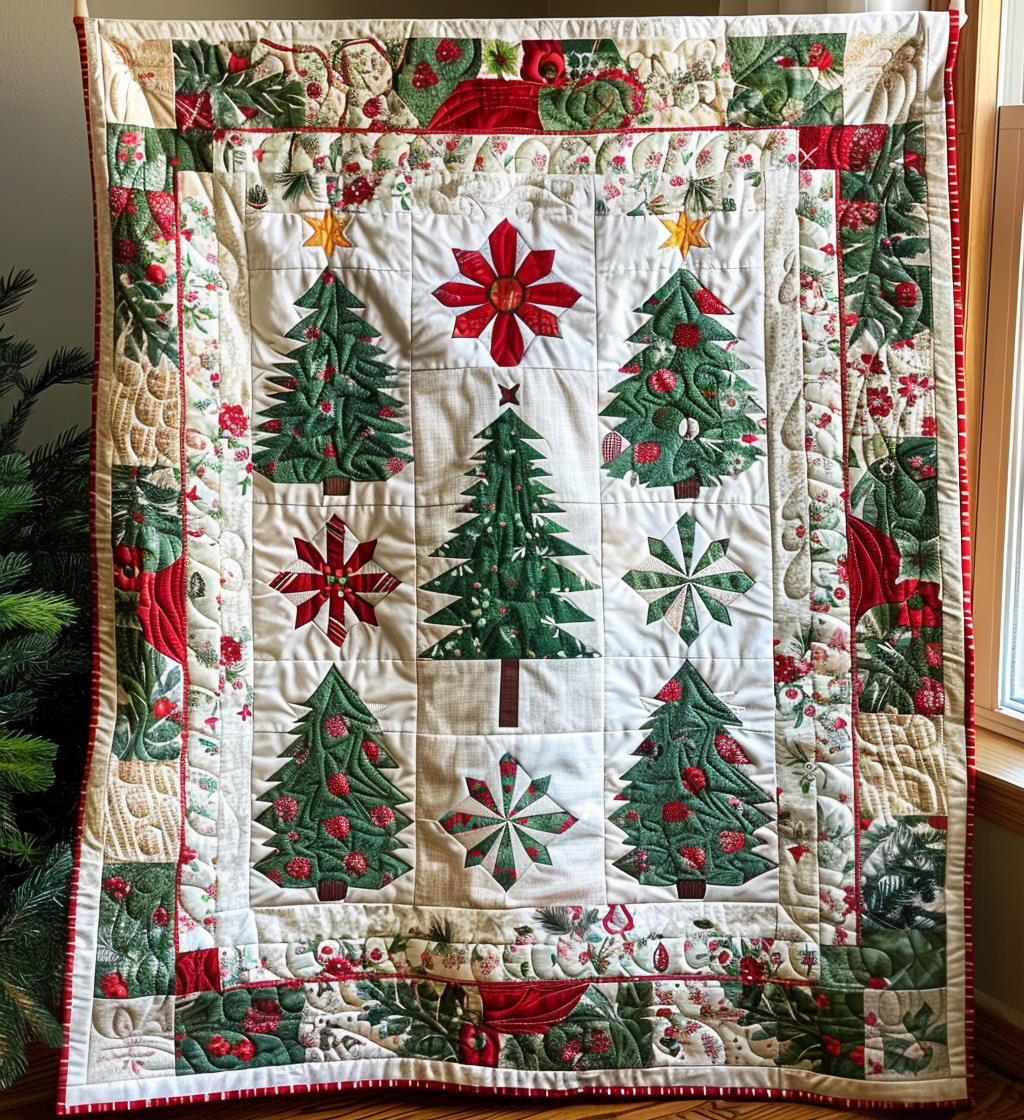 Festive Fir Quilted Blanket