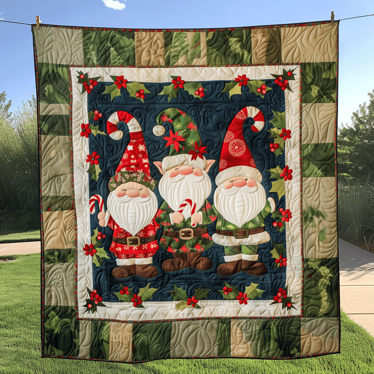 Festive Gnome Quilted Blanket